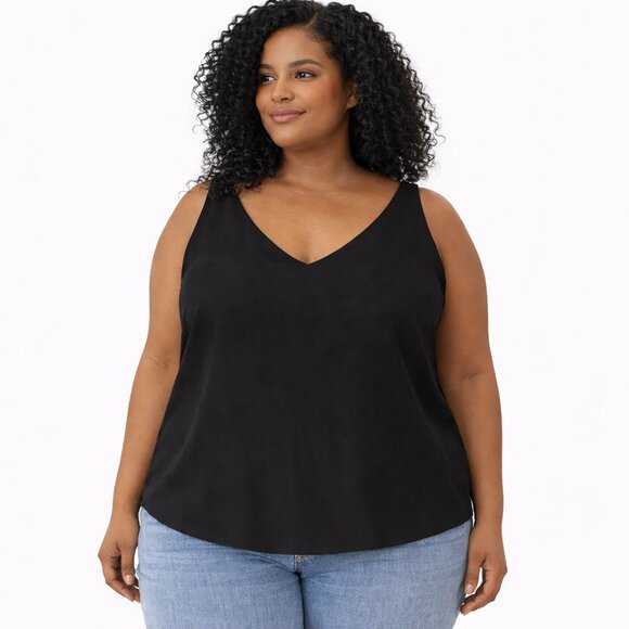 Leyden Women's Sleeveless V Neck Tank Top in Black Size XL - Picture 3 of 6